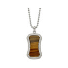 Stainless Steel Tigers Eye Dog Tag Pendant and Bracelet Set product image