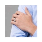 Mens Black Titanium with Silver Dome Groove Band Ring (8mm) product image