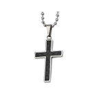 Mens Black Carbon Fiber Cross Necklace With Chain product image