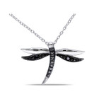 Black Accent Diamond Dragonfly Necklace In Sterling Silver product image