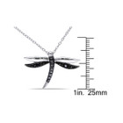 Black Accent Diamond Dragonfly Necklace In Sterling Silver product image