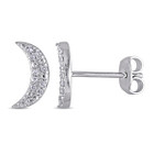 1/10 Carat (ctw) Diamond Crescent Moon Earrings in Sterling Silver product image
