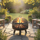 Heavy-Duty Wood Burning Fire Pit with Spark Screen product image
