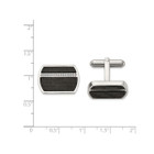 Stainless Steel Polished Cuff Links with Black Carbon Fiber product image