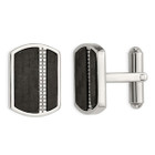Stainless Steel Polished Cuff Links with Black Carbon Fiber product image