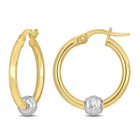 14K Yellow and White Gold Ball Hoop Earrings (21mm) product image