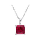 3.06 Carat (ctw) Lab-Created Princess Ruby Solitaire Necklace product image