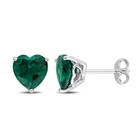 3.00 Carat (ctw) Lab-Created Emerald Heart-Shape Solitaire Earrings product image