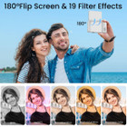 64MP Digital Camera 4K Video Vlogging YouTube Photography Flip Screen 18X Zoom Gift for Teens Color White With Dual Batteries product image