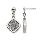 Silver Druzy Dangle Earrings in Polished Stainless Steel product image