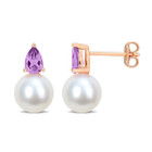 8.5-9mm Cultured Freshwater Pearl Earrings with Amethyst  product image
