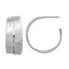 Sterling Silver Round Scratch Finish J-Hoop Earrings product image
