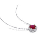 2.76 Carat (ctw) Lab-Created Ruby and White Sapphire Halo Necklace  product image