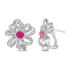 2.00 Carat (ctw) Pink and White Topaz Flower Omega-Clip Earrings product image