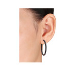 1/4 Carat (ctw) Black Diamond Hoop Earrings in Sterling Silver product image
