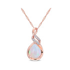 1.20 Carat (ctw) Blue Opal Drop Twist Necklace in 10K Rose Gold  product image