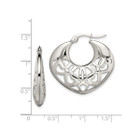 Stainless Steel Polished Fancy Cut-Out Hoop Earrings product image