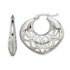 Stainless Steel Polished Fancy Cut-Out Hoop Earrings product image