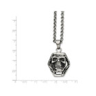 Stainless Steel Antiqued and Polished Skull Pendant Necklace  product image
