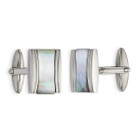 Stainless Steel Polished Rectangle Cuff Links with Mother of Pearl product image