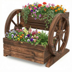 2-Tier Rustic Wood Wagon Planter with Drainage Hole product image