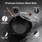 Todlabe Nonstick Carbon Steel Wok Pan with Glass Cover product image