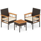 3-Piece Wicker Furniture Set with Acacia Wood Table product image