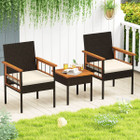 3-Piece Wicker Furniture Set with Acacia Wood Table product image