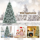 Pre-Lit Snow Flocked Hinged Christmas Tree with Metal Stand product image