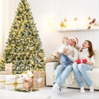 Pre-Lit Snow Flocked Hinged Christmas Tree with Metal Stand product image