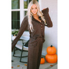 Brooke Ribbed Knit Collared Henley Top and Pants Lounge Outfit product image