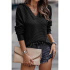 Collins V Neck Ribbed Drop Shoulder Hooded Sweater product image