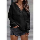 Collins V Neck Ribbed Drop Shoulder Hooded Sweater product image