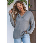 Collins V Neck Ribbed Drop Shoulder Hooded Sweater product image