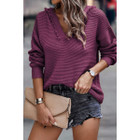 Collins V Neck Ribbed Drop Shoulder Hooded Sweater product image