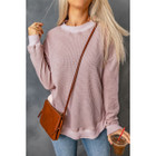 Isabelle Crew Neck Ribbed Trim Waffle Knit Top product image