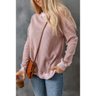 Isabelle Crew Neck Ribbed Trim Waffle Knit Top product image