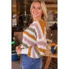 Caroline Striped Hollowed-Knit Loose Sweater product image