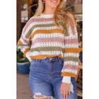 Caroline Striped Hollowed-Knit Loose Sweater product image