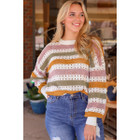 Caroline Striped Hollowed-Knit Loose Sweater product image