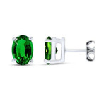 14K White Gold-Plated Created Emerald Stud Earrings product image
