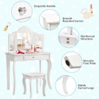 Kids Vanity Table With Tri-fold Mirror And Stool product image