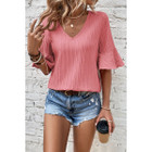 Capri Ruffled Half Sleeve V Neck Textured Top product image