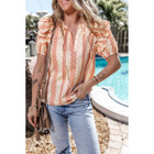 Kelsey Frilled Short Puff Sleeve Mixed Print Blouse product image