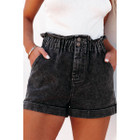 Melany Vintage Washed Frilled High Waist Denim Shorts product image