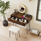 Vanity Desk with Stool and Adjustable Lighted Mirror product image