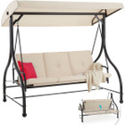 3-Seat Outdoor Porch Swing with Adjustable Backrest and Canopy product image
