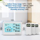 Indoor Outdoor Thermometer Wireless, 5 Inch Display Digital Hygrometer Thermometer Monitor with Sensor and Weather Station, White product image
