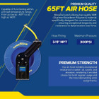 Goodyear Air Hose Reel - 1/2" x 65' Ft, 300 PSI Max, 1/4" NPT Connections product image