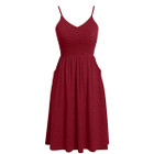 Women's V Neck Ruched Spaghetti Strap Midi Dress product image